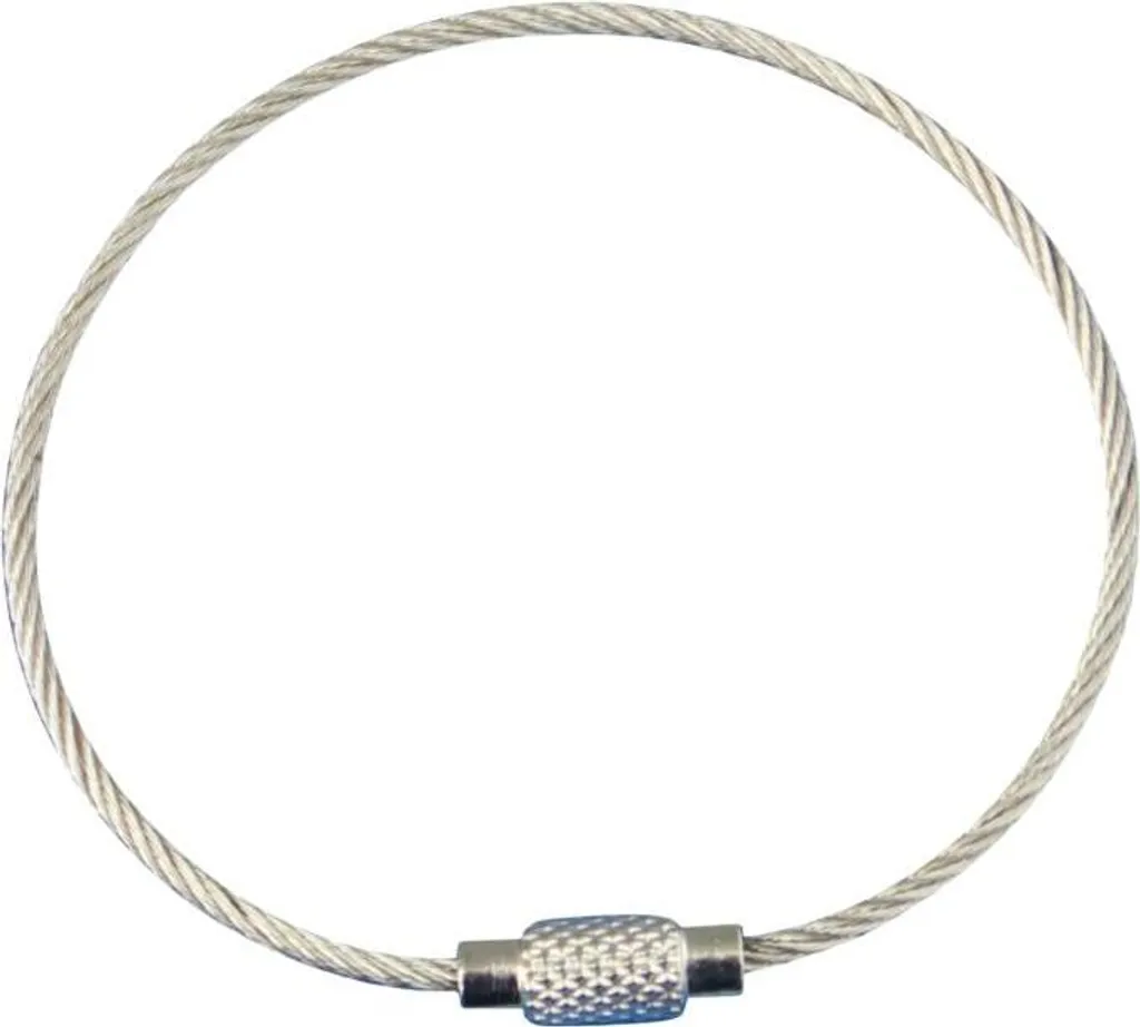 Porte-clés fil d'acier 150 mm anti-perte avec bague à visser - 25 pcs