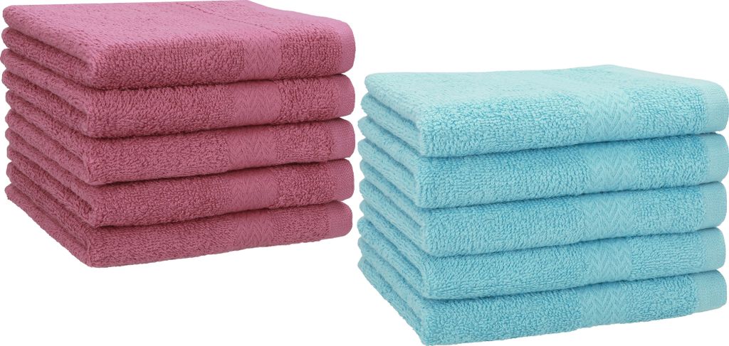 Betz 10 Stück Gästetücher 30x50 cm PREMIUM 100% Baumwolle Set Farbe: beere und ocean