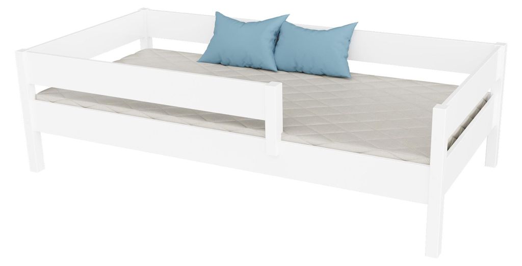 Kinderbett MIX 160x80 mit Rausfallschutz & Lattenrost weiß Produktbild 