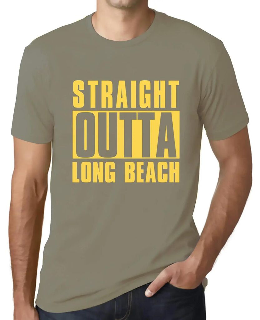 Herren Grafik T-Shirt Straight Outta Long Beach Öko-Verantwortlich Vintage Jahrgang Kurzarm Lustige Druck Geburtstag Geschenk Mann