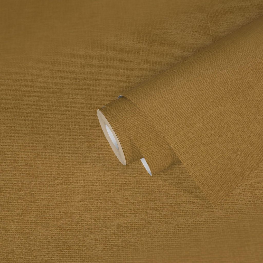 A.S. Creation | Stoffoptik Tapete | Vliestapete | Kollektion #Hygge | 386136 | Gelb | 10.05 x 0.53 m | Stoffoptik | Wohn