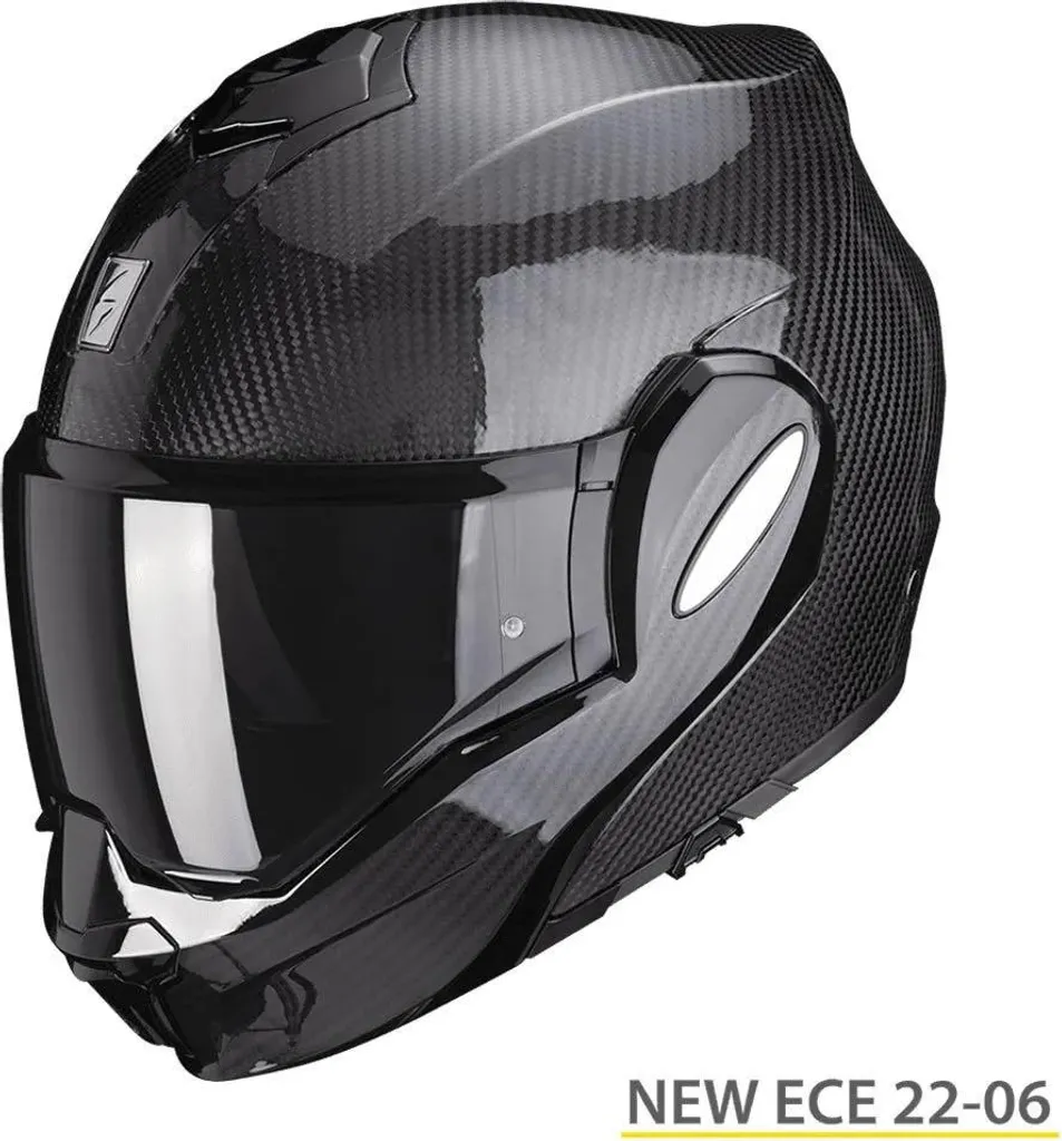 Casque Scorpion Exo-Tech Evo Carbon Solid Noir M - Modulable Carbone