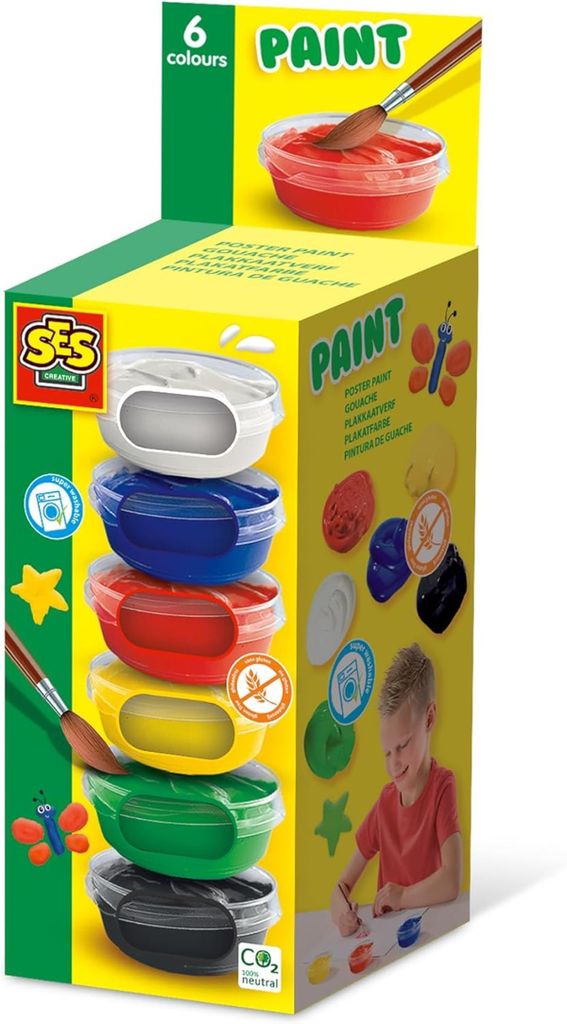 SES Creative 00381 Plakatfarbe (6x45ml), diverse Farben, 45 milliliters