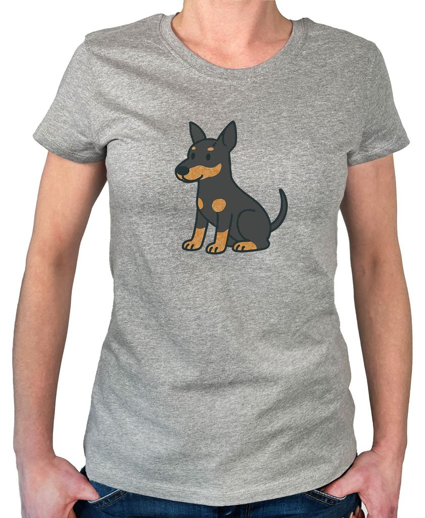 Huuraa Damen T-Shirt Manchester Terrier Comic Manny S Sport Grey Bio Baumwolle Fairtrade Damenshirt Geschenkidee