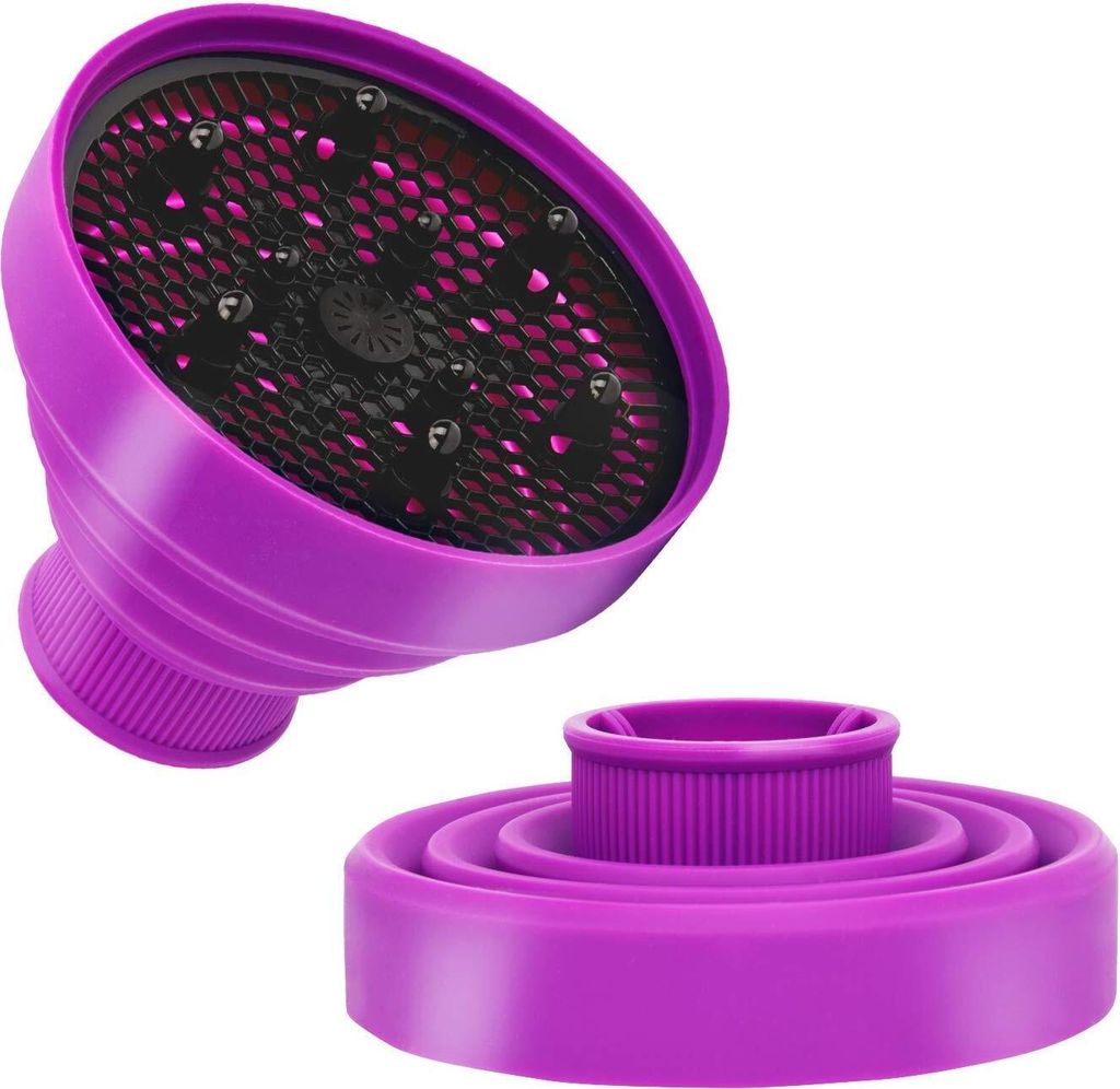 Haartrockenhaube Tragbarer Haartrockner Silikon-Diffusor(Violett)