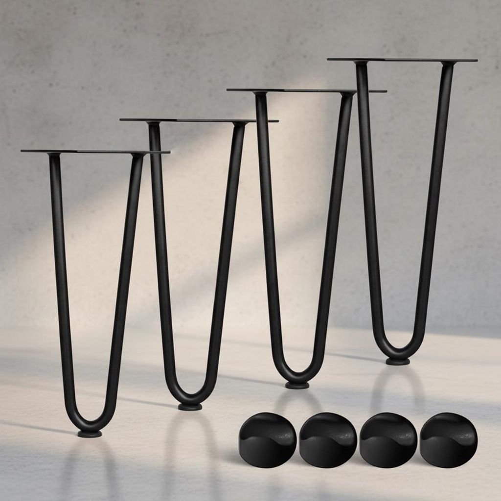 Tischbeine 4x Hairpin 36 cm Haarnadelbeine Schwarz Gestell Möbelfüße Tischkufen