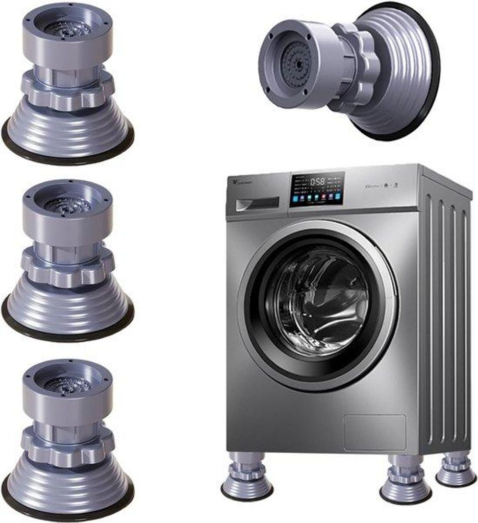 Trillingsdämpfer für Waschmaschinen und Trockner, 4 Stück, Unterfeder, 8,5 - 12 cm, verstellbare Dämpferpads, Waschmaschinen Antislip-Stopp fü...