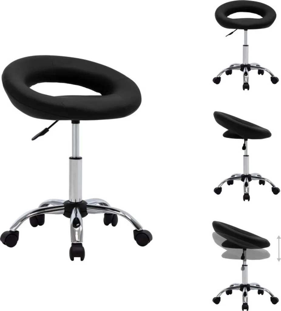 Tabouret de bureau à roulettes noir réglable en hauteur par vidaXL