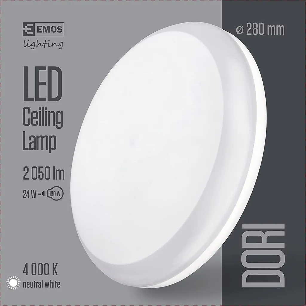 EMOS ZM4312 Plafoniera LED DORI 28cm 24,5W IP54 Bianco Neutro 4000K