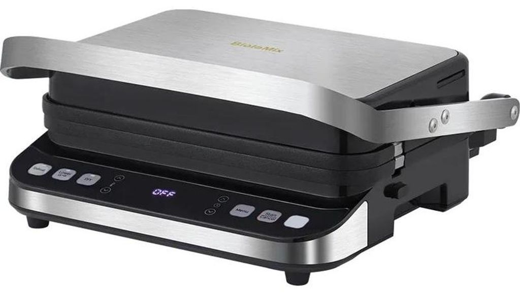 Kontaktgrill - Elektrischer Panini-Grill - 2000 W - Digitale Steuerung - 180° aufklappbar - Teflon-Antihaftplatten - EU-Stecker 220 V