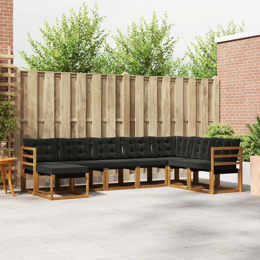 "Seasonal Sale"Outdoor-Sofagarnitur - CLORIS - Balkonmöbe/Sitzgruppe - mit Kissen 8 pcs - Moderne Design - Natürlich und Schwarz - Gartensofas DE...