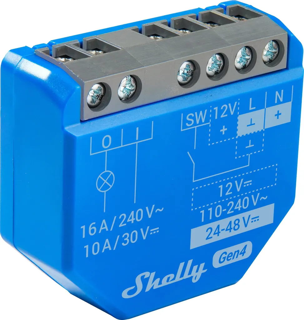 Shelly Relais 1 Gen4 bleu 16A Pack de 4 modules commutateurs connectés