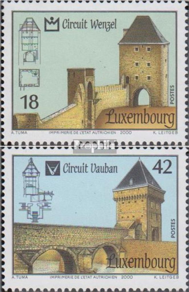 Briefmarken Luxemburg 2000 Mi 1512-1513 (kompl.Ausg.) postfrisch UNESCO