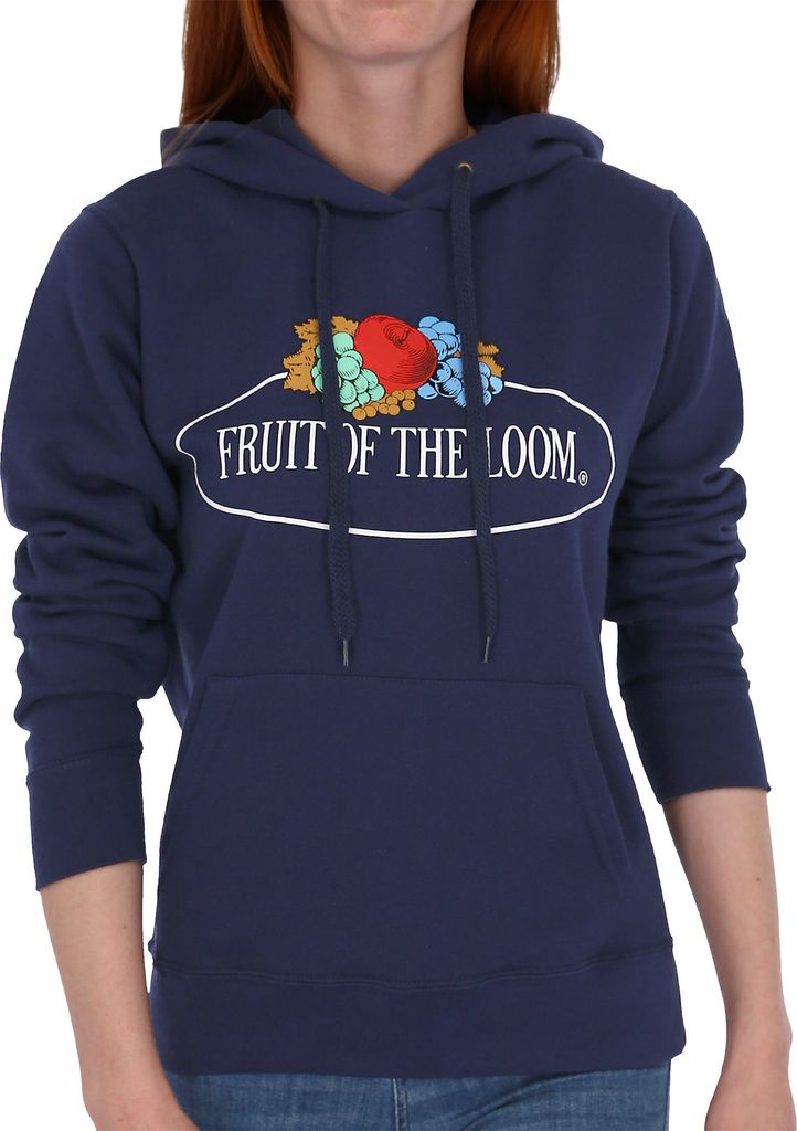 Fruit of the Loom Damen Kapuzenpullover mit Vintage-Logo Farbe: navy Größe: 2XL