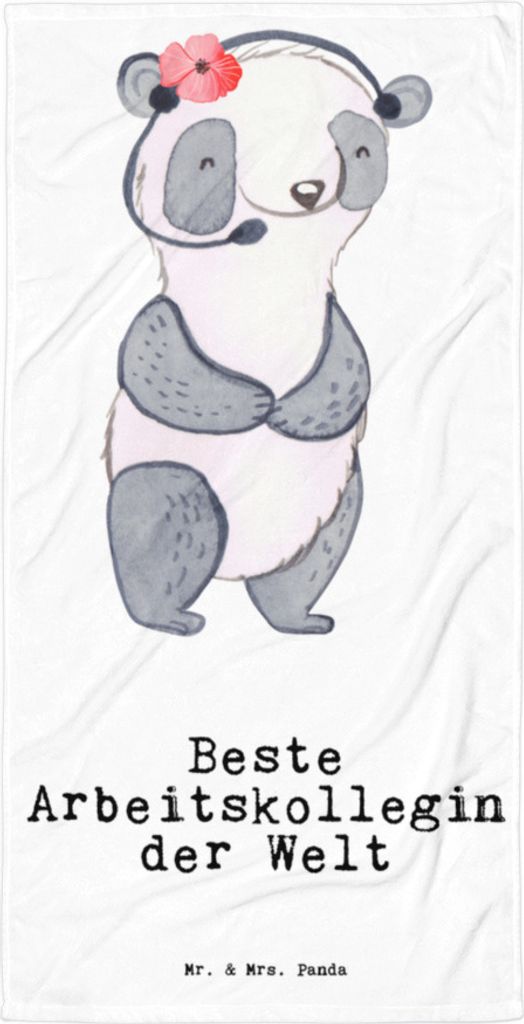 Mr. & Mrs. Panda Handtuch Panda Beste Arbeitskollegin der Welt - Weiß - Geschenk, Büro, Strandtuch, Badetuch Extra Groß, Freundin, Geschenkidee,...
