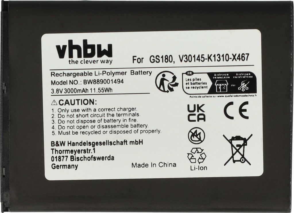 vhbw Akku kompatibel mit Gigaset GS180 Handy Smartphone Produktbild 