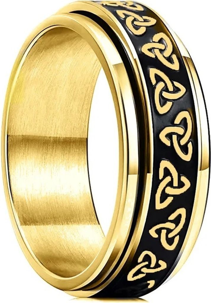 Keltischer Herrenring in Gold und Schwarz – Eleganz trifft Tradition KP31972