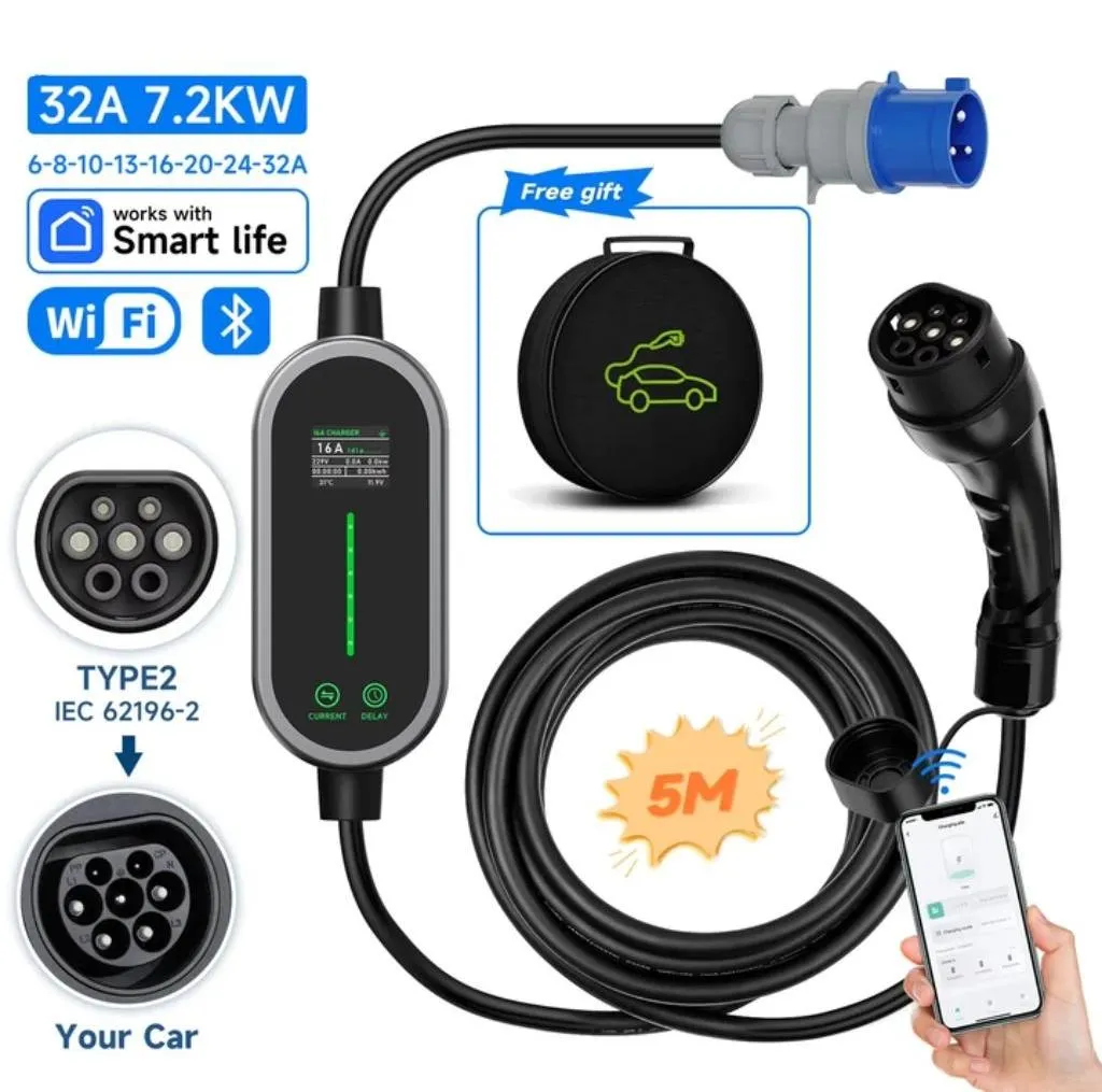 Chargeur Type 2 pour voiture électrique 5M avec gestion Wi-Fi à distance