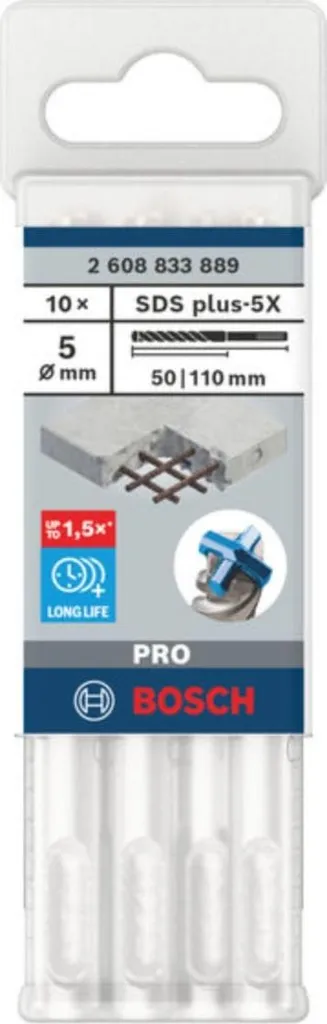 Set Bosch SDS plus-5X 5x50x110 mm: 10 Punte Alta Durata Calcestruzzo - 1