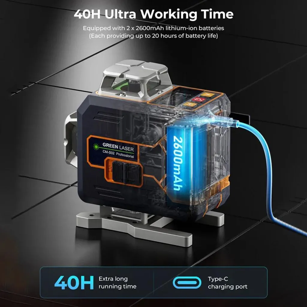Laser vert professionnel CM-S02 portée 30m précision ±1,5 mm boîtier IP54 - 4
