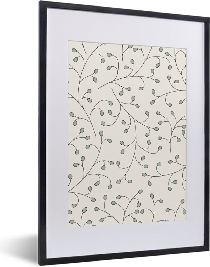 MuchoWow MuchoWow Gerahmtes Poster Muster - Natur - Zweig 30x40 cm - Poster mit zchwarzem Bilderrahmen - Wandposter Schlafzimmer