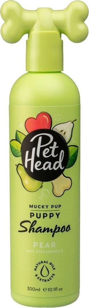 Pet Head Mucky Pup Welpenshampoo | Birnenduft | Pflegt und Produktbild 