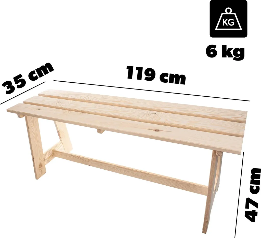 Panchina in Legno Professionale 119 cm - Arredo Urbano e Giardino - 3