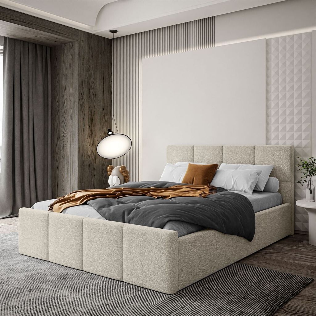 Polsterbett AVA 120x200 – Ascot Pearl / mit Bettkasten