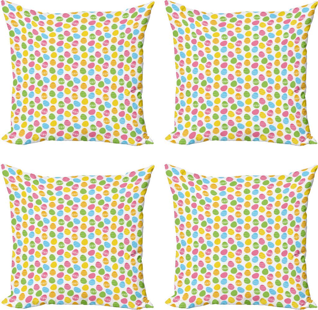 ABAKUHAUS Ostern Kissenbezug Set (4 Stück), Gruß Frühlingsurlaub, Moderner Doppelseitiger Digitaldruck, 40 cm x 40 cm, Mehrfarbig