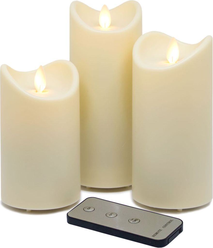 LED-Kunstharzkerzen, 3er Set mit FB, Weiß, Höhe: 13cm + Produktbild 