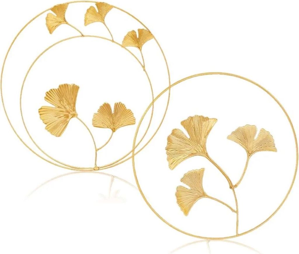 Wandskulpturen aus Eisen, 2 Stück, Metall-Wanddekoration, Wandornamente aus Eisen, Ahorn-Ginkgoblatt, Wandbehang für Zuhause, Büro, Wohnzimmer, ...