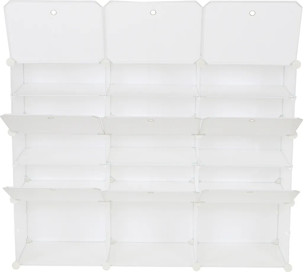 Meuble Chaussures Entrée Gain de Place 15 Compartiments Blanc Modulable - 5