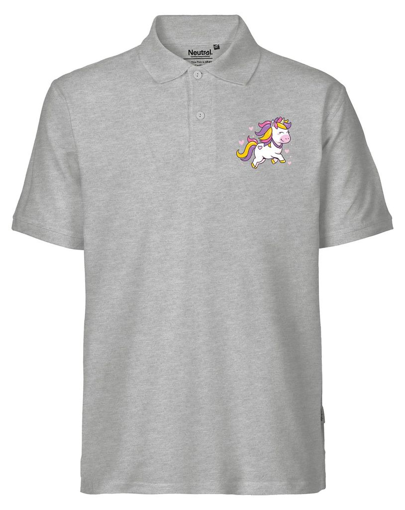 Huuraa Herren Polo Shirt Einhorn Comic XXL Sport Grey Bio Baumwolle Fairtrade Poloshirt Geschenkidee