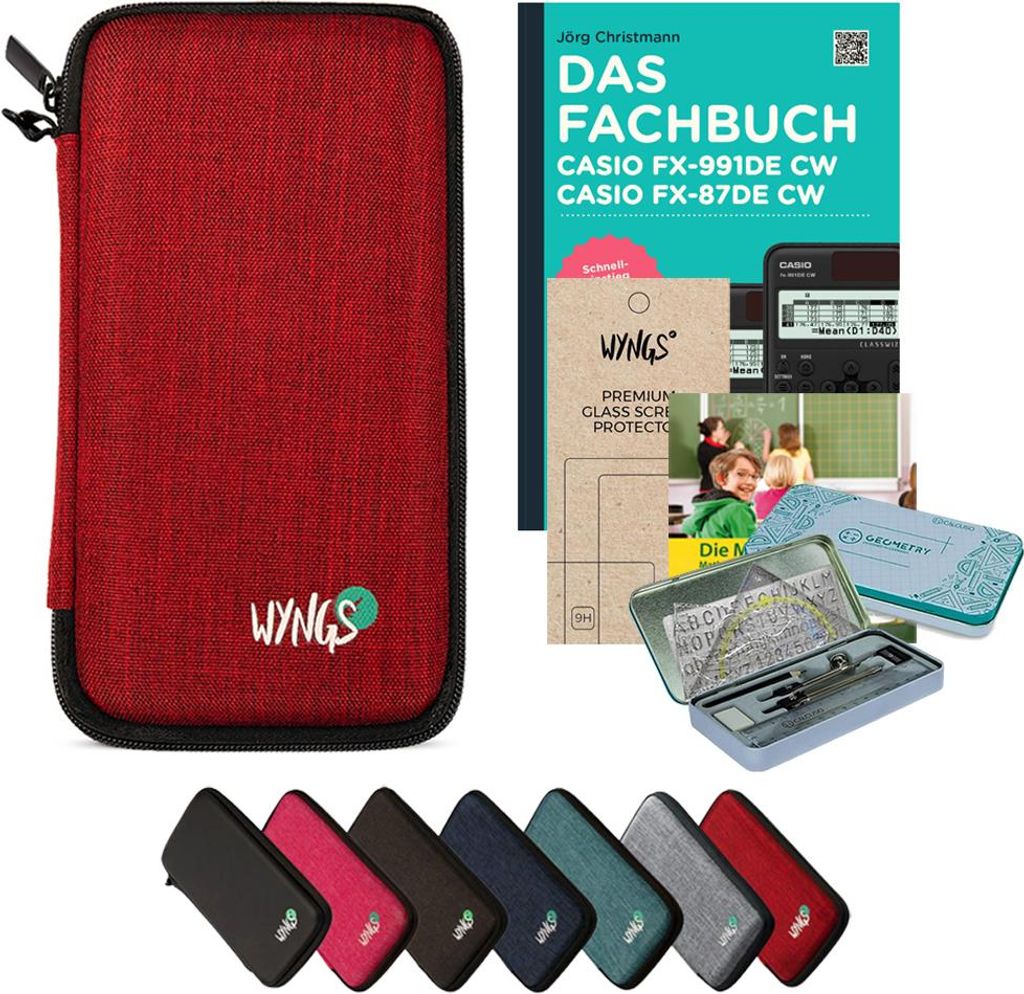 CALCUSO Zubehör Streberpaket Rot kompatibel für Taschenrechner Casio FX-991DE CW