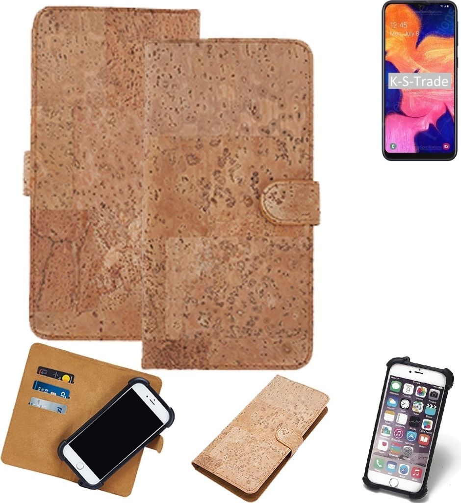 K-S-Trade Hülle kompatibel mit Samsung Galaxy A10s Kork Handyhülle Cover Schutzhülle TPU Case Bumper in Hellbraun, (1x)