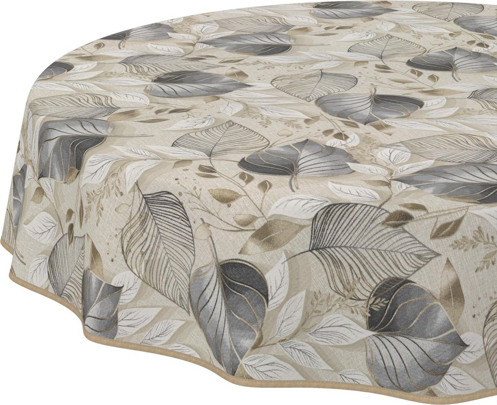 Tischdecke Vergangenheit Palladium Grau Rund 140cm Band Wasserabweisend abwaschbar