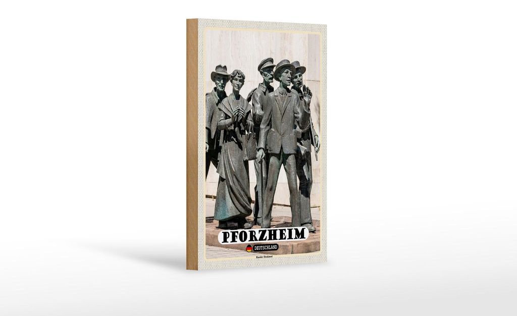 Holzschild Städte Pforzheim Rassler Denkmal Skulptur 12x18 cm