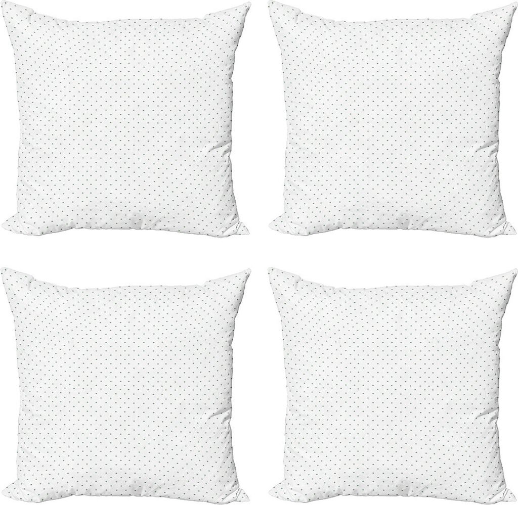 ABAKUHAUS Weiß Kissenbezug Set (4 Stück), Vintage grüne Tupfen, Moderner Doppelseitiger Digitaldruck, 40 cm x 40 cm, Forest Green und Weiß