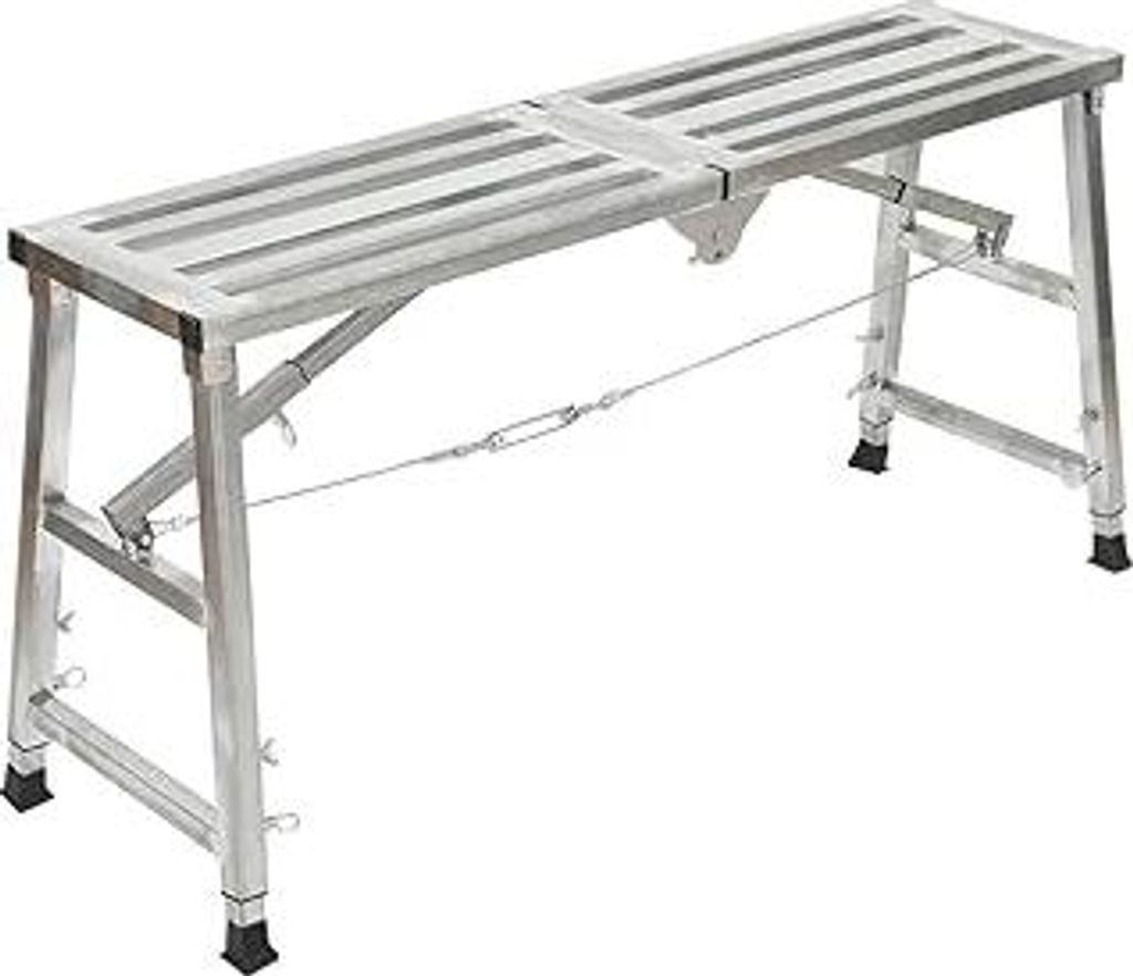 Cozyel Arbeitsplattform Arbeitsbühne Alu Leiter Bis 200kg Höhenverstellbar 60-90cm, Klappbare Tragbare Gerüst Arbeitsgerüst, Arbeitsbühne mit ...