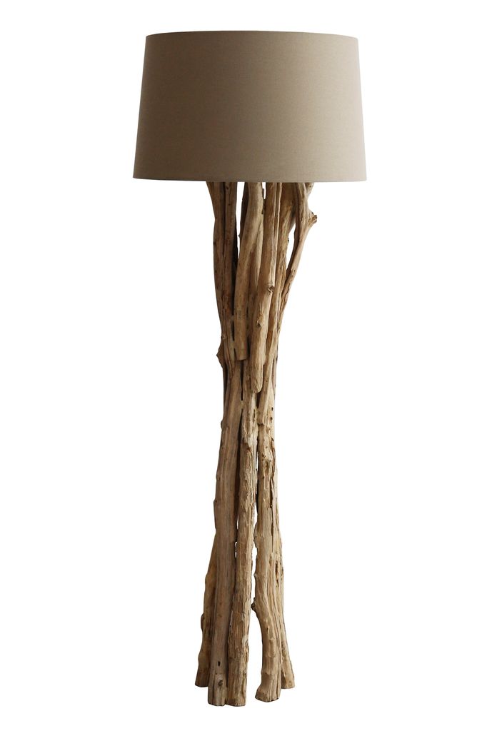 SalesFever Stehleuchte Treibholz Weiß 145 cm | Schirm Produktbild 