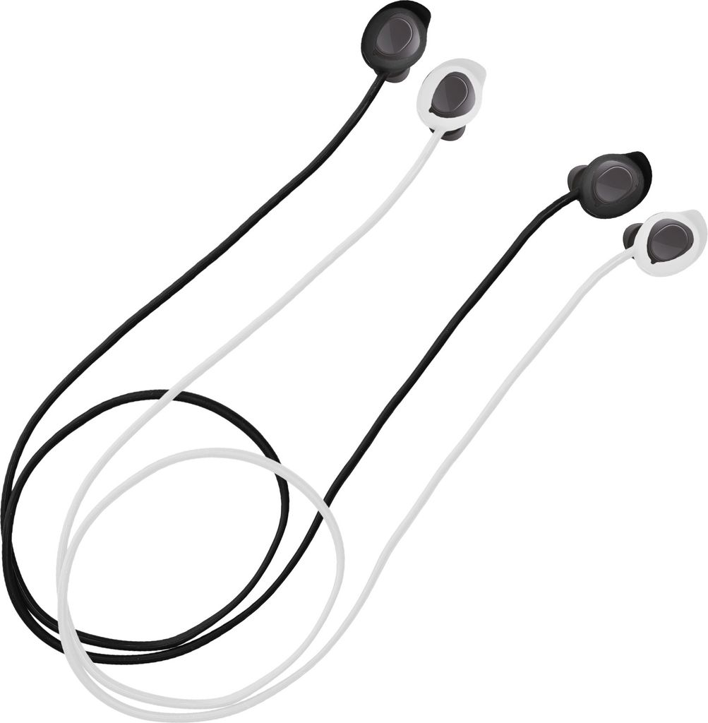 kwmobile 2x Halteband kompatibel mit Samsung Galaxy Buds FE Headphones - Kopfhörer Halter Band Strap in Schwarz Weiß