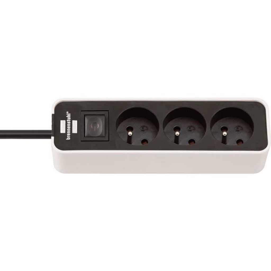BRENNENSTUHL ECOLOR Steckdose 3fach (Kabel 1,50m H05VV-F3G1.0, mit Schalter), Weiß / Schwarz