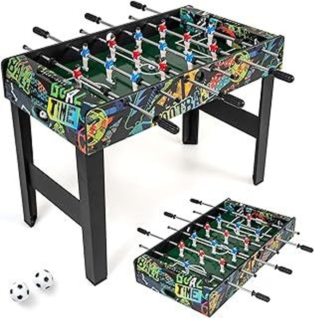 COSTWAY 2 in 1 Tischkicker mit abnehmbarer Tischplatte, Kickertisch mit 2 Bällen, 14 Spieler & Anzeigetafel, Tischfussball für Kinder & Erwachsen...