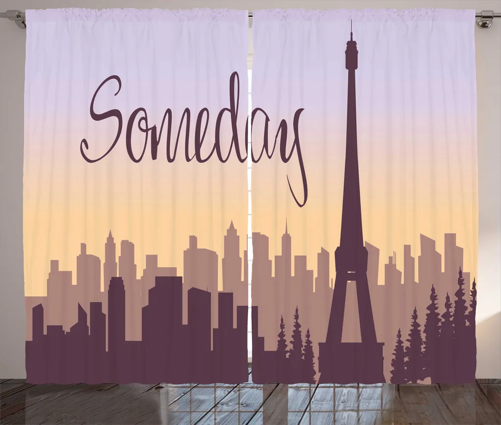 ABAKUHAUS Rideau à Fronces Tour Eiffel 280x225 cm Violet Aubergine