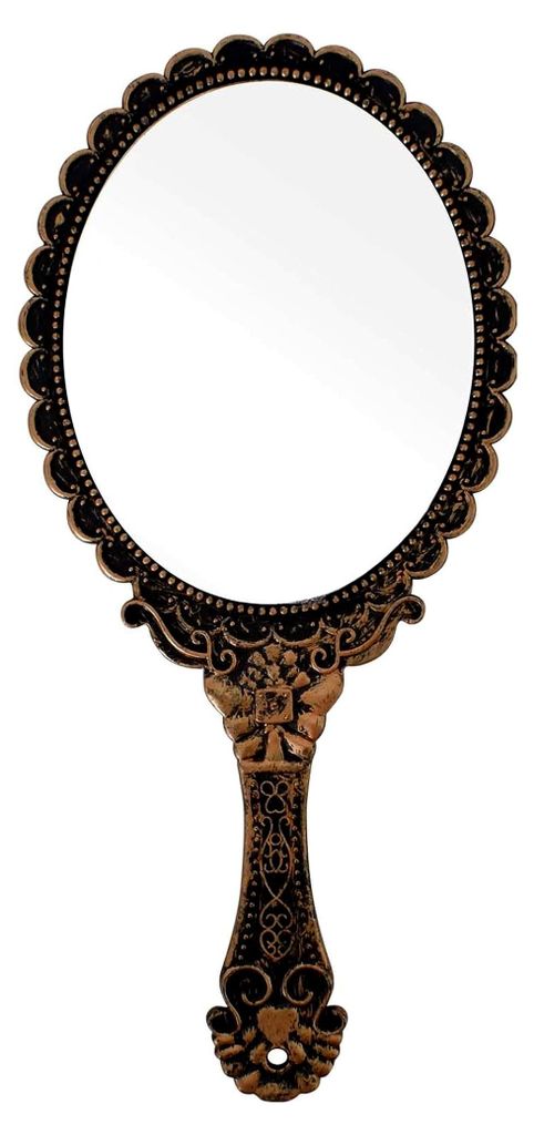 Handspiegel mit Griff im Retro-Stil, Vintage Kosmetikspiegel in Bronze, Tragbarer Spiegel für Damen und Mädchen, Ideal für Reisen und den Alltag