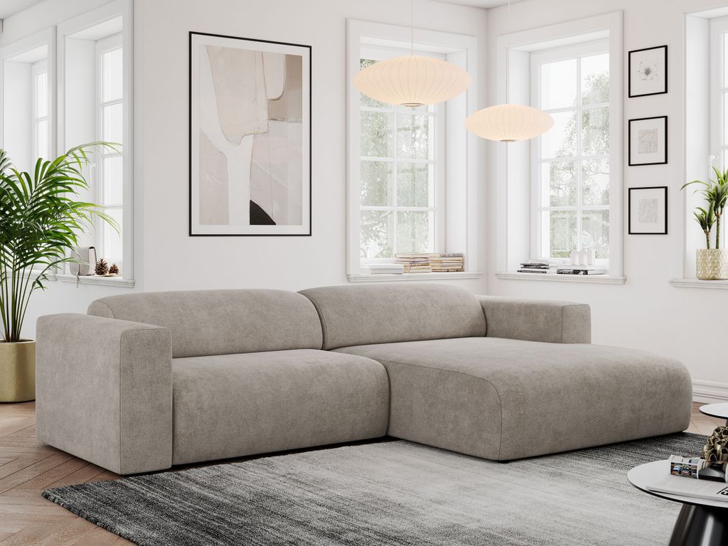 MKS MEBLE Ecksofa, Sofa L-Form, Wohnlandschaft L-Form, Modern Design Couch, Sofagarnitur, Couchgarnitur, Polsterecke - PASADENA -Beige Struktur - r...