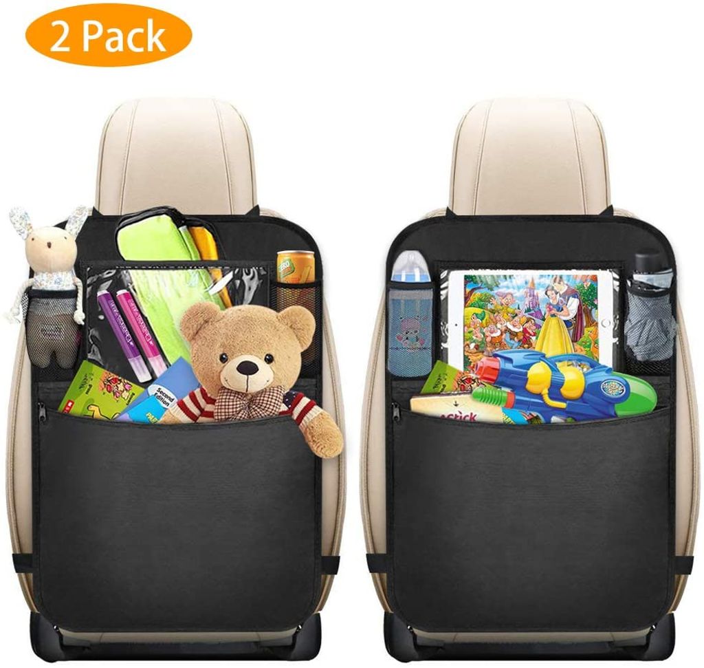 Auto-Rücksitz-Organizer-Kinder Schmutzabweisender Rückenlehnen-schutz Kick-matte und Auto-Sitz-Schutz mit praktischen Rücksitz-Taschen inklusive iPad-Tablet-Fach 