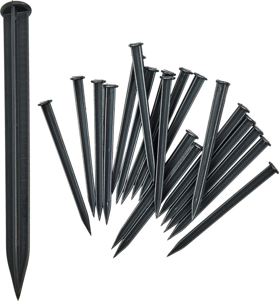 Garronda Kunststoffanker 18 cm für Rasenkante Beeteinfassung (18 cm, 50x Schwarz)
