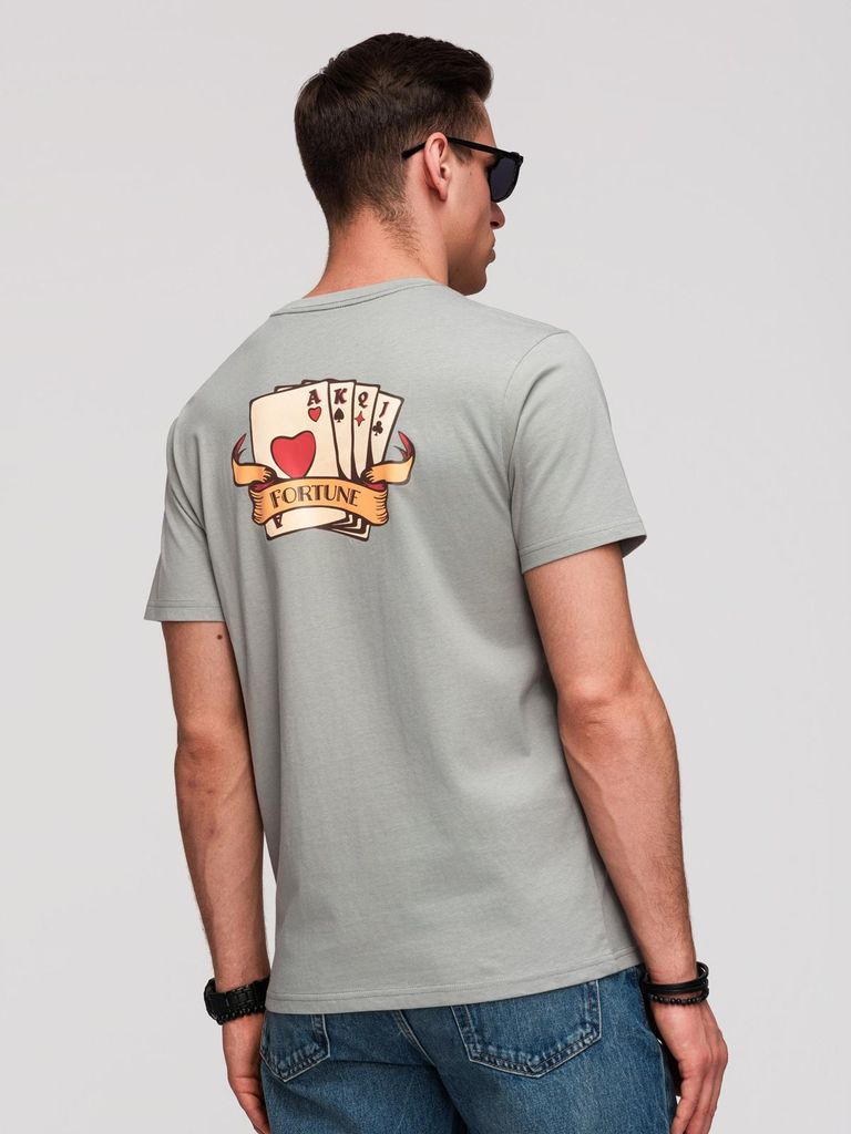 OMBRE T-Shirt Regular Fit Casual OM-TSPT-0257 grey L