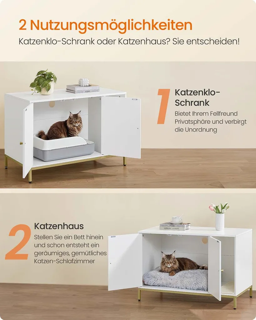 Buffet pour litière chat blanc : cachette élégante et décorative